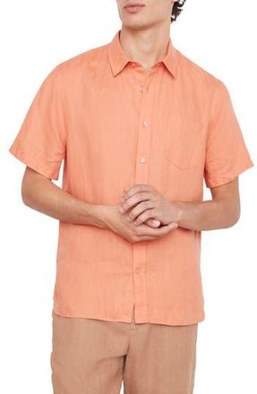 Vince Classic Fit Short Sleeve Linen Shirt in Sun Coral at Nordstrom Rack, Size Xx-Large