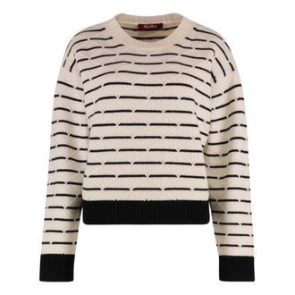 Max Mara Gettone wollen kasjmier trui - Dames - Ronde hals truien - Wit - L - Wol - Truien & Vesten