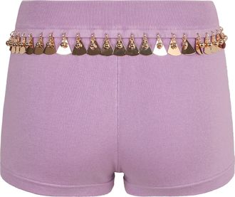 Paco Rabanne Womens Knitted Shorts With Sequin Embellishments Pink Silk