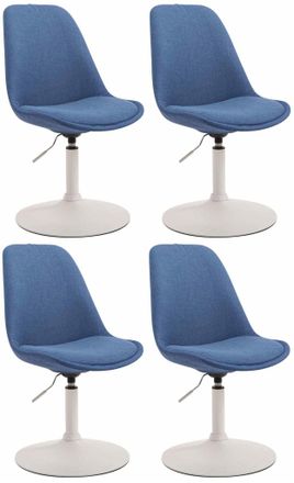 Clp Set De 4 Sillas De Comedor Maverick En Tela Azul Blanco