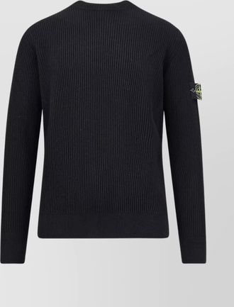 Stone Island crew-neck wool sweater featuring patch