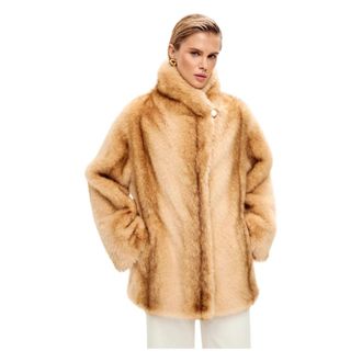 Cesare Gaspari Faux Fur Shearling Jassen - Dames - Jassen - Beige - L - Polyester - Jassen