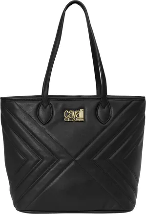 Cavalli Tassen, Dames, Zwart, ONE Size, Leer, Gewatteerde Tote Bag