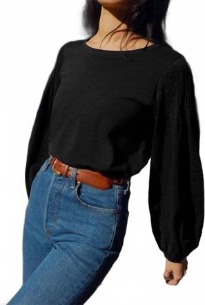 Nation Ltd Long Puff Sleeve Top In Black