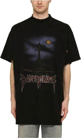 Balenciaga Paris Moon T-shirt Oversized Black Faded 739028TQVX61055