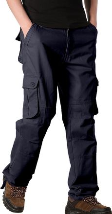 Generic Stretchy Cargo Trousers Mens Baggy Large Sizes Made of Cotton: Casual Trousers Mens Long Stretch Fabric Trousers with Pockets and Drawstring Work Trou