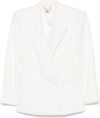 Elisabetta Franchi White Linen Blend Double-breasted blazer