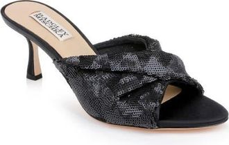 Badgley Mischka Gailea Slide Sandal in Black Sequins at Nordstrom, Size 8.5