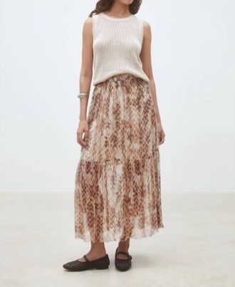 Suncoo Fauve Long Leopard Print Skirt In Beige