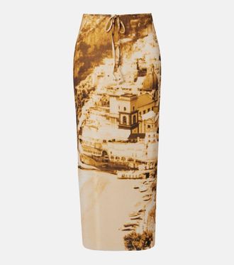 Staud Falda midi Porta de malla estampada