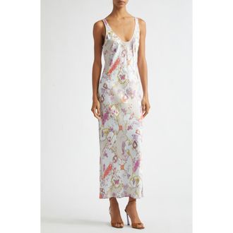 L'agence Akiya Mixed Print Satin Slipdress in Multi Baroque Toile at Nordstrom, Size Xx-Small