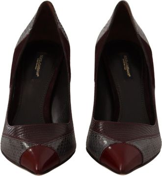 Dolce & Gabbana Womens Exotic Leather Colorblock Heel Multicolor Skins