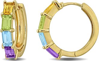 Mimi & Max 2 1/2ct TGW Multi-Gem Hoop Earrings in Yellow Plated Sterling Silver
