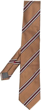 Brunello Cucinelli satin stripe-print tie - men - Silk - One Size - Brown