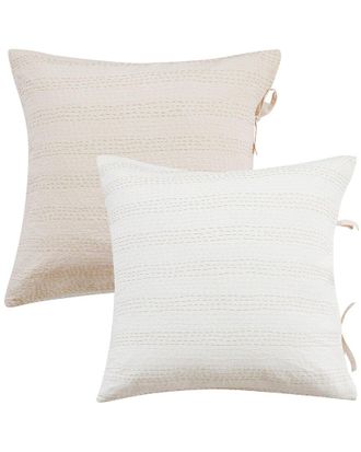 Melange Home M&eacute;lange Home Hand-Stitched Reversible Kantha Euro Sham Set