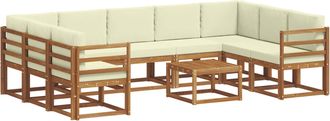 vidaXL Conjunto De Sof&aacute;s De Exterior 10 Uds. Natural Y Crema Vidaxl