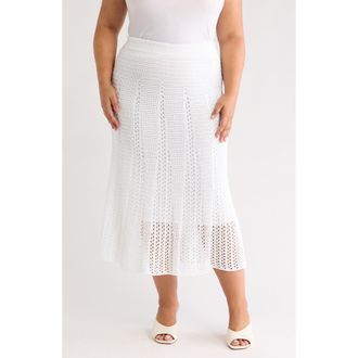 Vince Godet Organic Cotton Crochet Skirt in Optic White at Nordstrom Rack, Size 1X