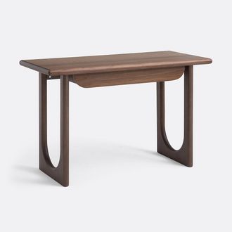 La Redoute Interieurs Bureau van massief essenhout en walnootfineer, 1 lade, DOUVE