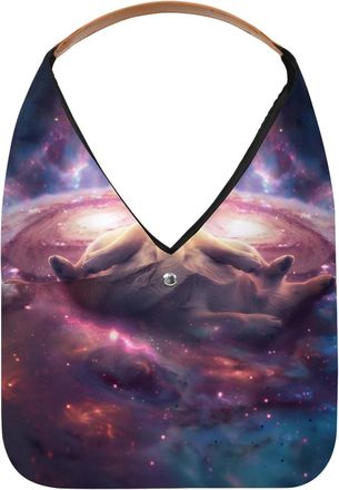 Generic Pug Dog Lying Galaxy Reusable Lightweight Grocery Bags - Foldable Into Compact Pouch, Washable & Sturdy, Multipurpose for Shopping and Travel