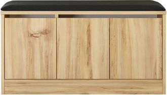 Mobili Rebecca Banco zapatero con asiento y 2 estantes en aglomerado color roble