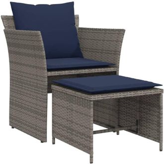 vidaXL Sill&oacute;n De Jard&iacute;n Con Reposapi&eacute;s Rat&aacute;n Sint&eacute;tico Gris Vidaxl