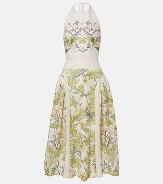 Agua Bendita Balsa Anhelo floral linen midi dress