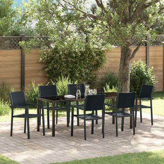 vidaXL Conjunto De Comedor De Jard&iacute;n 7 Pcs Negro Vidaxl