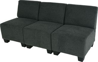 Hhg Nunca Usado] Sof&aacute; Modular 3 Plazas Lyon, Tela/textil, Gris Antracita, Sin Reposabrazos