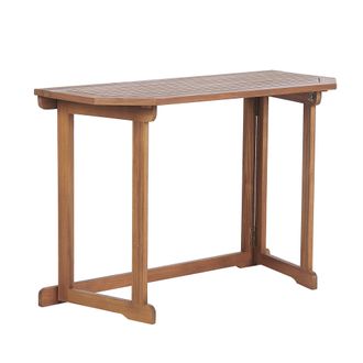 Beliani Mesa De Balc&oacute;n De Madera De Acacia Plegable Ajustable 110 X 47 Cm Resistente Patio Treia