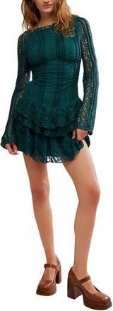 Free People Tabby Lace Long Sleeve Minidress in Seamoss at Nordstrom Rack, Size X-Small
