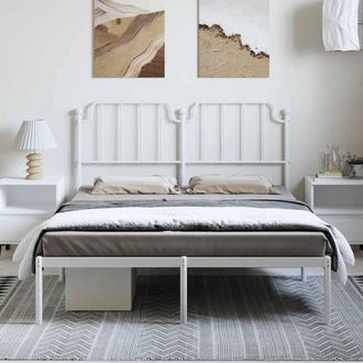 Berkfield Home Metal Bed Frame with Headboard White 150x200 cm King Size