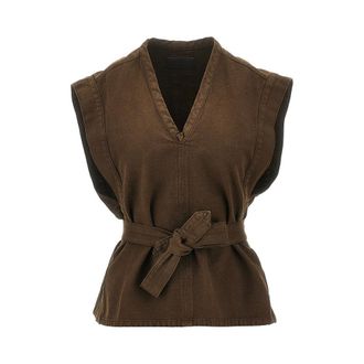 Christophe Lemaire Broken Twill top with belt T Woman 36