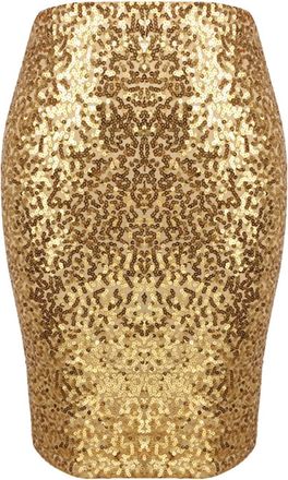 Generic Womens Sequins Plus Size Curve Elasticated Waist Midi Length Party Skirt Multiple Designs