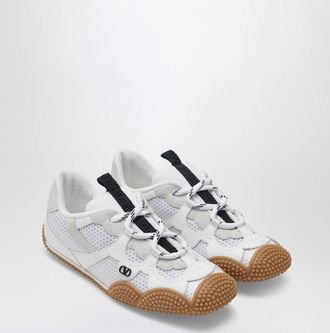 Valentino Amphibia Sneakers aus gummiertem Kalbsleder und wei&szlig;em Spaltleder