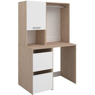Vente-Unique Mobile per lavatrice appendibiancheria e armadietti natur. chiaro e Bianco L111xH184cm - ERKANO