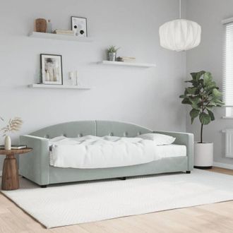vidaXL Sof&aacute; Cama Con Colch&oacute;n Terciopelo Gris Claro 80x200 Cm Vidaxl