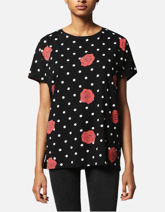 Diesel Womens DIESEL T HANNA AI 0GAOJ Women T-shirt Casual Crew Neck Polka Dots Tops Black Tee - Grey - Size: 10/8
