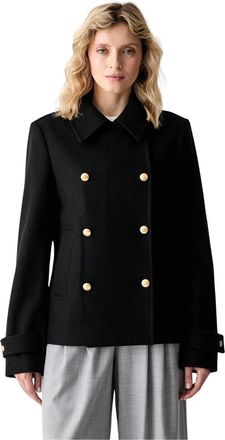 Karl Lagerfeld Jassen, Dames, Zwart, XS, Wol, Korte Woljas