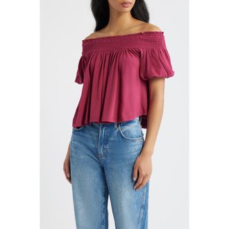 Free People Mabel Off the Shoulder Top in Sangria at Nordstrom, Size X-Large