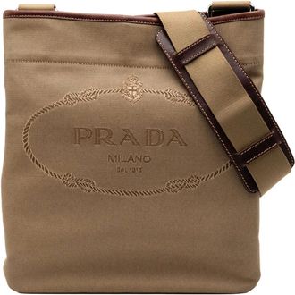 Prada Borsa a tracolla Canapa in tela con logo 2013-2025 - Marrone