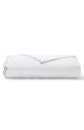 Christy Scallop Edge Luxury Cotton Sateen Flat Sheets in Silver at Nordstrom, Size Queen