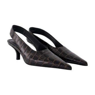 Toteme Crocodile-Embossed Calfskin Heel - Brown