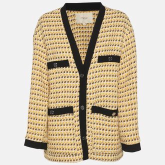 Maje Yellow Lurex Tweed Button Front Jacket