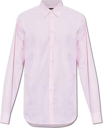 Dsquared2 Shirt met geborduurd logo - Heren - Zakelijke Overhemden - Roze - 2XL - Katoen - Overhemden