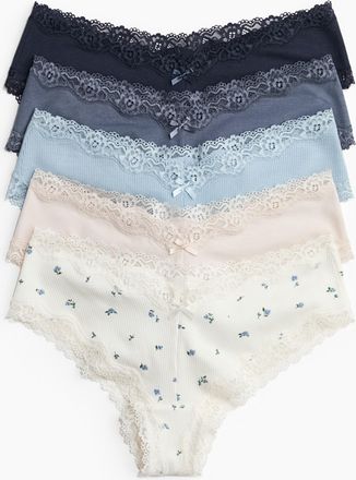 H&M 5er-Pack Hipster aus Baumwolle und Spitze - White