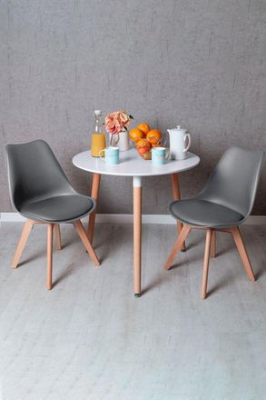 Regalos Miguel Regalos Miguel - Descuento Extra - Conjunto Mesa Tower Redonda 80 Cm Blanca Y Pack 2 Sillas Synk Basic - Gris