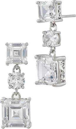 Savvy Cie Jewels Silver Cz Multi-Stone Drop Earrings