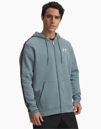 Under Armour Mens Icon Solid Patterned Hooded Ribbed Cuff Sweat Jacket - Grey - Size: 38/Regular