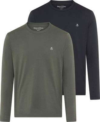 Marc O'Polo Longsleeve MARC OPOLO, Herren, Gr. M, mangrove, schwarz navy, Jersey, Obermaterial: 100% Baumwolle, Rundhals, Shirts Longsleeve, Rundhals, shaped fit,