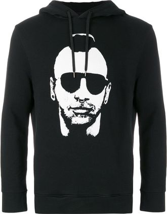 Neil Barrett face print hoodie - men - Cotton - S - Black